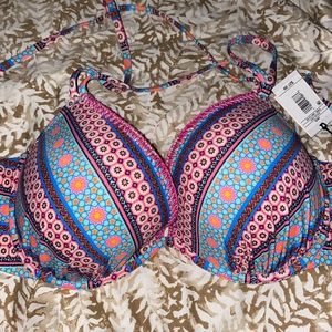 Multicolor Bikini Top (Size 38D)